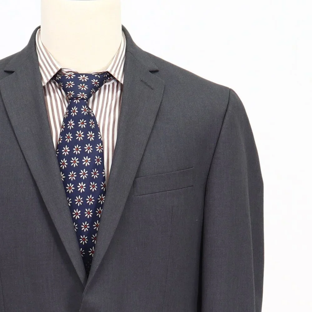 Kenneth Cole 46R Gray Solid 2-Button Sport Coat Blazer Jacket W033